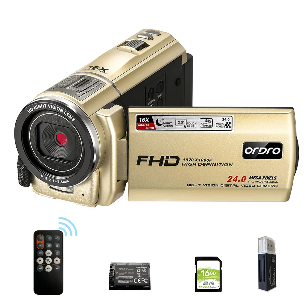 Видеокамера Ordro F7 16X цифровое увеличение 1080P Full HD ночное видение Wi Fi|Любительские