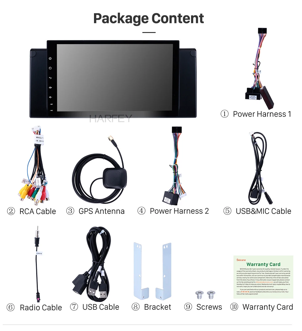 Harfey 9&quot Android 9.0 Car GPS HD Navi For 1996-2003 BMW 5 Series E39 520i 523i 525i M5 Multimedia Player with Mirror Link SWC |