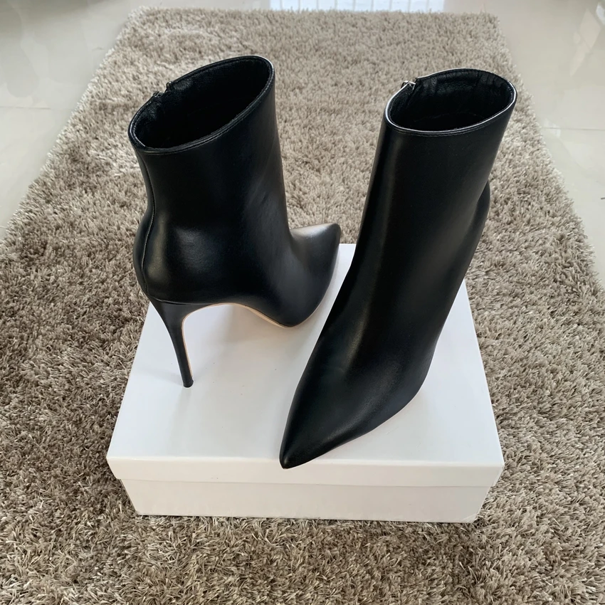 

Women's Leather Ankle Boots Dress High Heels Shoe Woman Winter Boot Ladies Chaussure High Heel Shoes Snow Boots Women