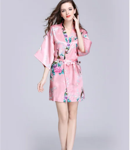 

Women Summer Sexy Lingerie Nightdress Silk Satin Silk Pajama Sleepwear Home Clothes Long Sleeve Trousers Nightwear Robe