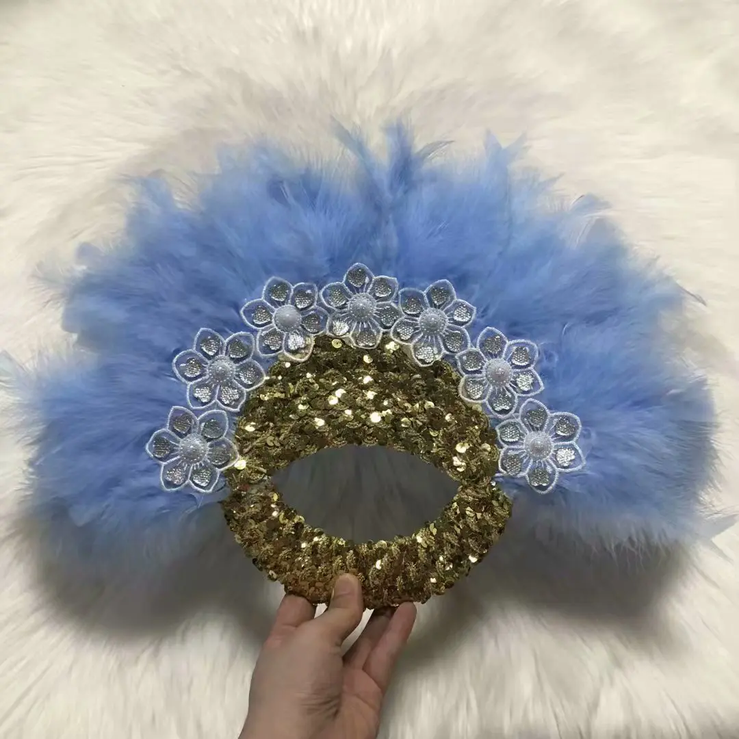 1 шт. Африканский бежевый индейка перо ручной вентилятор ручная работа Фанаты для