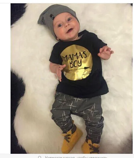 

Baby boy Girls Clothes Newborn Toddler Infant fashion short T-shirt Tops Pants Baby Boys Clothing sets Goldden Mamas Boy Arrow