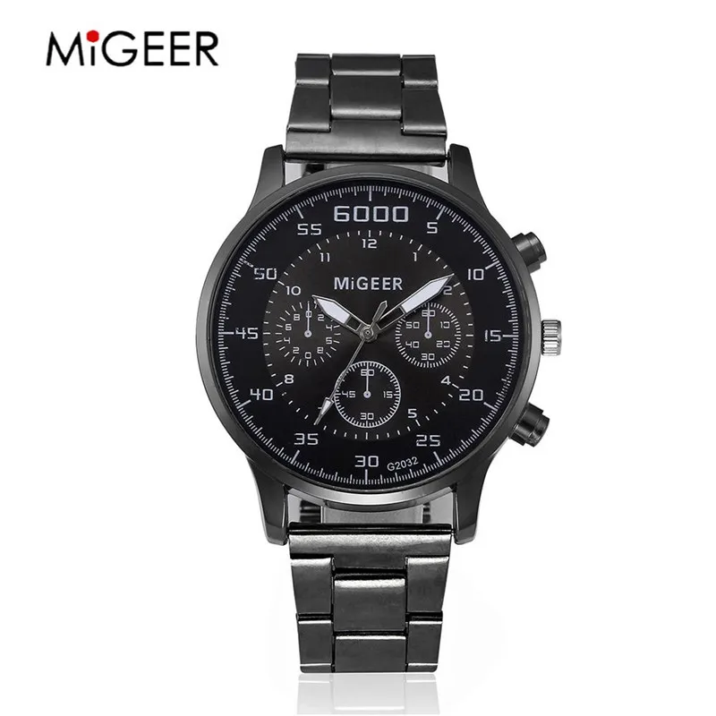 Migger-black Топ мужские часы черные модные часы с ремешком из нержавеющей стали бизнес наручные часы relogio masculino erkek kol saat дешевые часы - Цвет: Migger-black