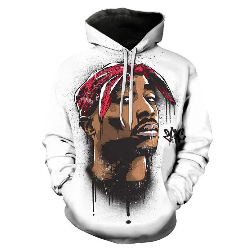 Толстовка Gangsta Rap 2Pac Мужская толстовка свитшот с капюшоном для мужчин и женщин Tupac
