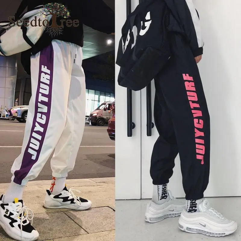 

Men's Casual Pants Loose Letter Printing Sweatpants Lovers Cargo Pants Hip Hop Trousers Harem Pants