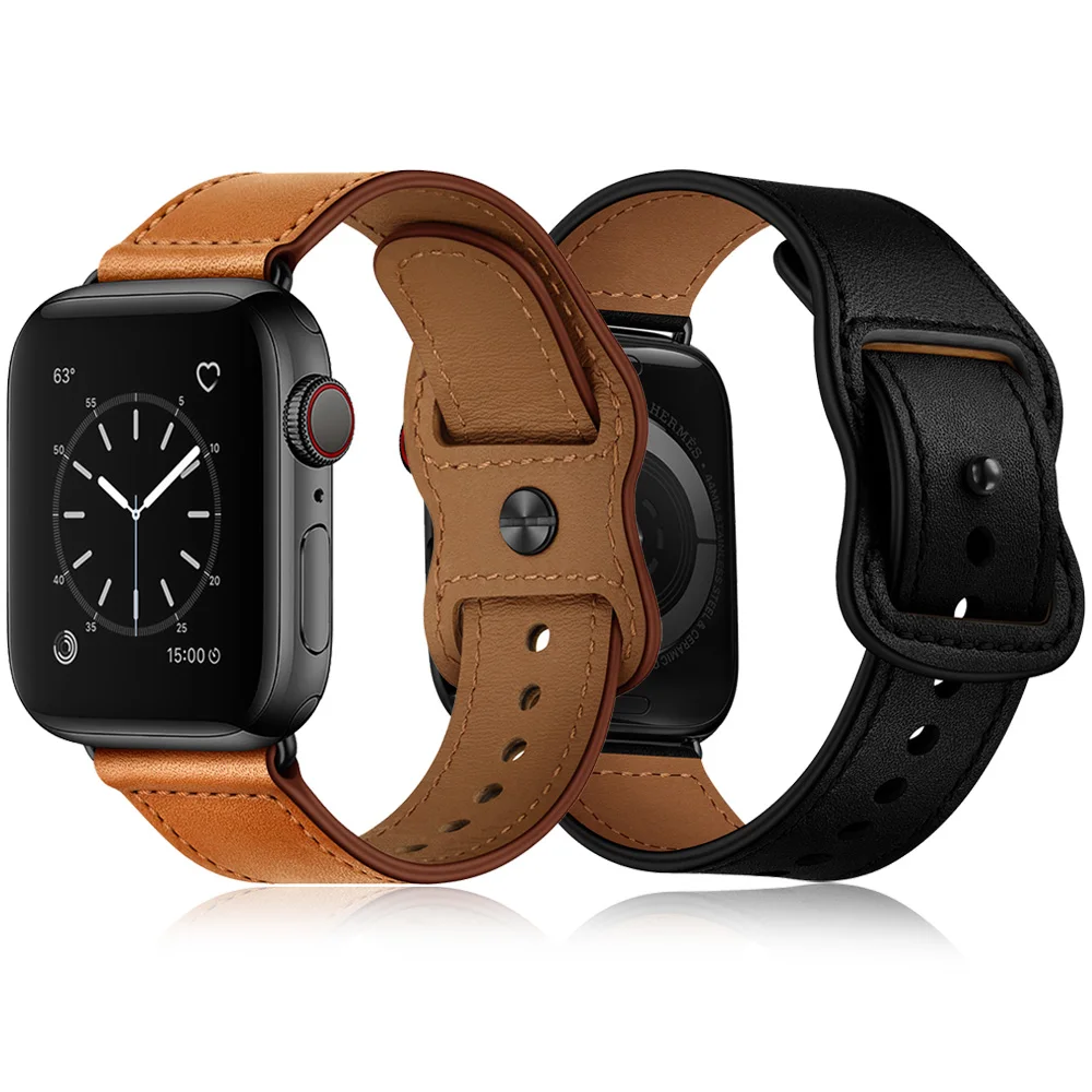 

For Apple Watch Band Series 6 SE 5 4 Leather Strap For iWatch 42mm 38mm 44mm 40mm Replace Accessories Belt Bracelet Watchband