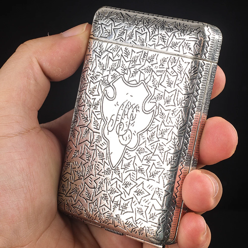 

New Retro Metal Cigarette Case Hand-carved 3 Ways To Open High Quality Vintage Cigarette Box Christmas Gifts Smoking Accessories