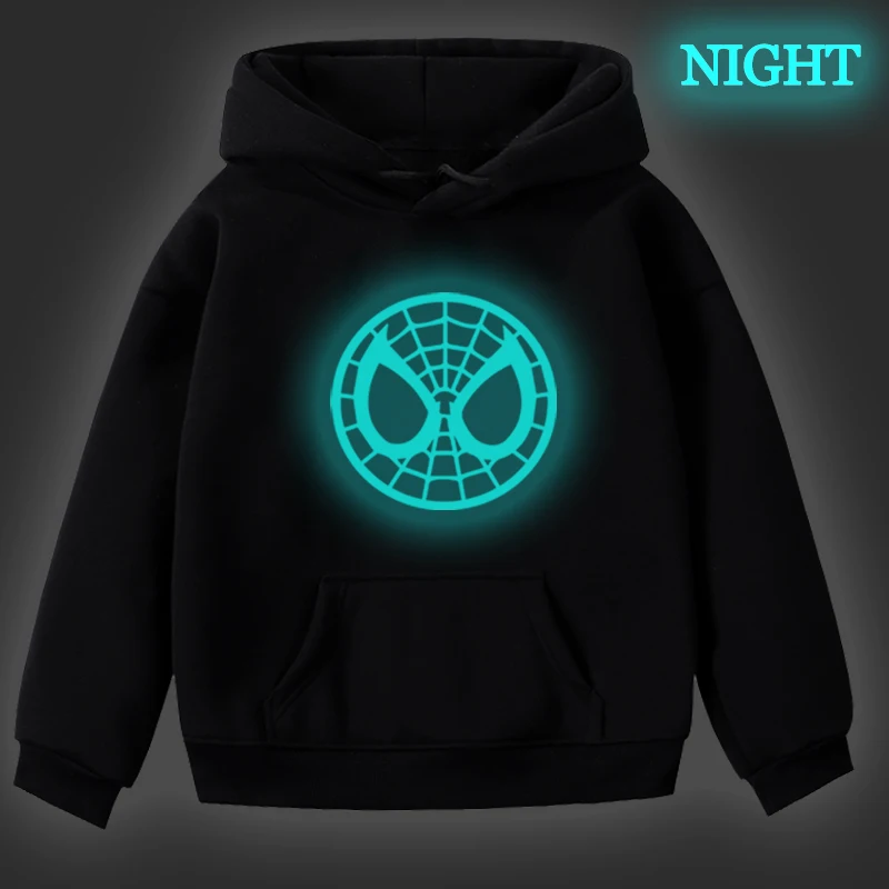 Hoodies 4 Новинка; светящиеся Детские толстовки с капюшоном для мальчиков; Детский свитер с принтом «Человек-паук»; толстовки для маленьких девочек; Повседневный пуловер; осенне-зимние топы - Цвет: Hoodies 4