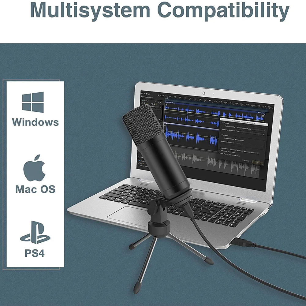 GEVO USB Microphone Computer PC Recording For Laptop MAC Windows Plug &amp Play Condenser With Tripod Stand YouTube | Электроника