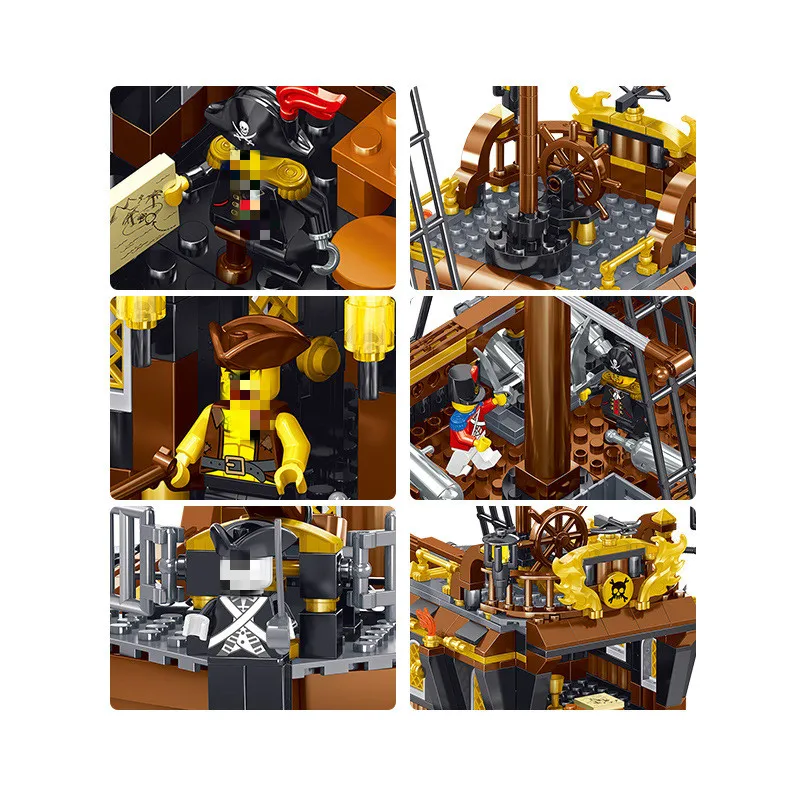 722 шт. пиратский комплект корабля модели строительные блоки большой размер