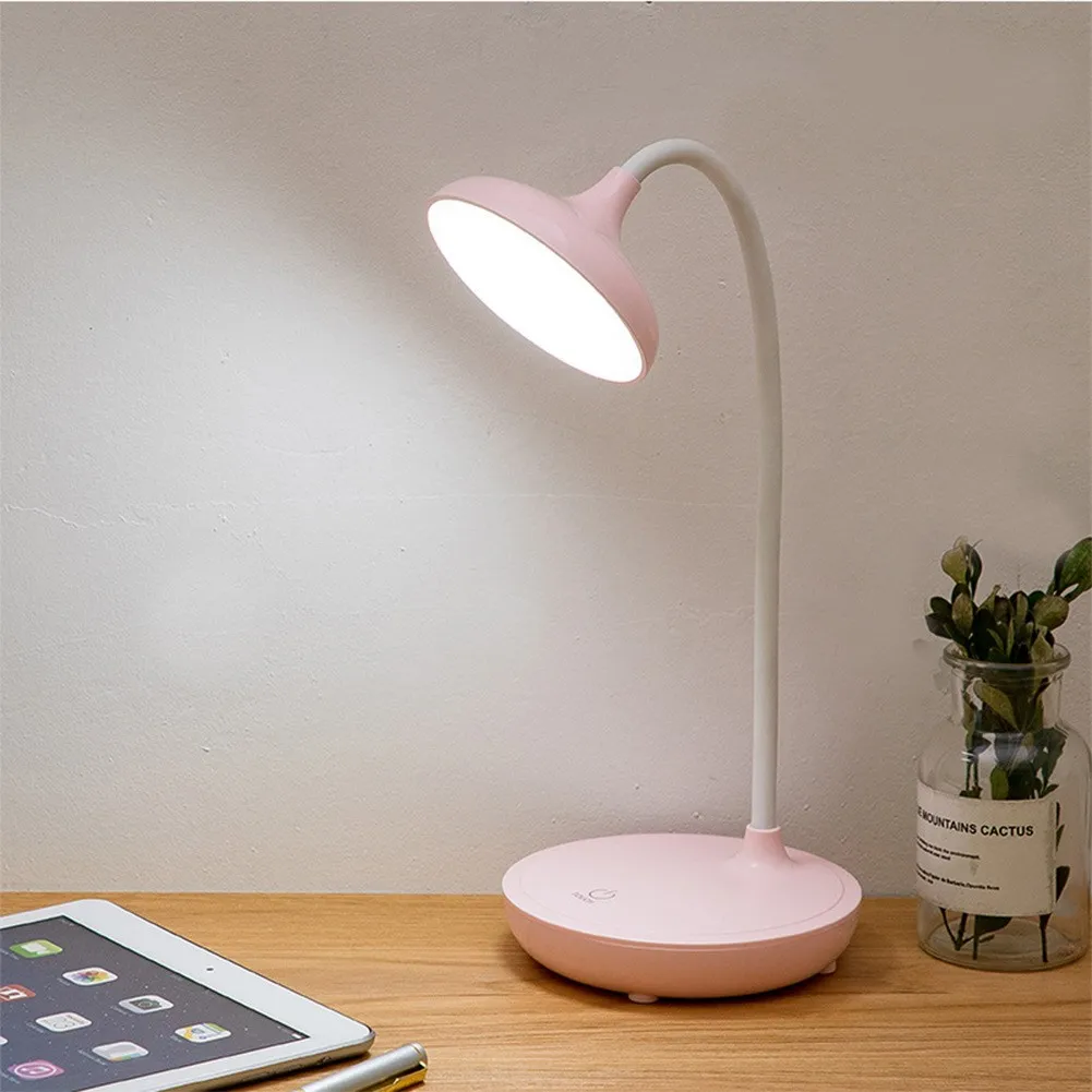

4 Colors Flexible Three-level LED Dimmable Bedside Reading Desk Lamp Touch 360° Bending Night Light With USB Charging Cable