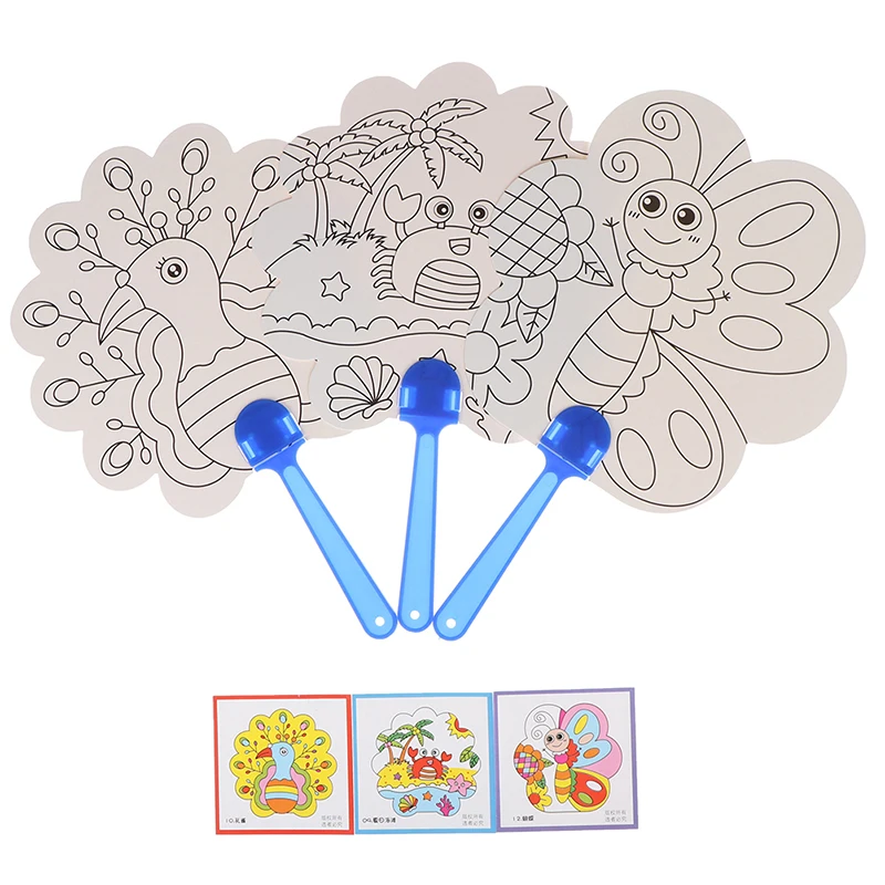 Горячая раскраска своими руками веер для детей мультяшный рук бумажный материал