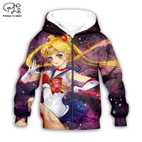 anime girl pattern purple 3d hoodies zipper coat long sleeve pullover cartoon sweatshirt tracksuit hoodedpantsfamily t shirt