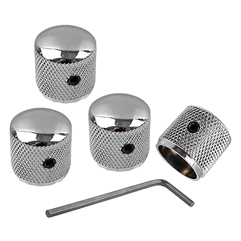 

4Pcs Metal Volume Tone Dome Tone Guitar Speed Control Knobs with Screws for Fender Strat Telecaster Gibson LP Electric Guitar or