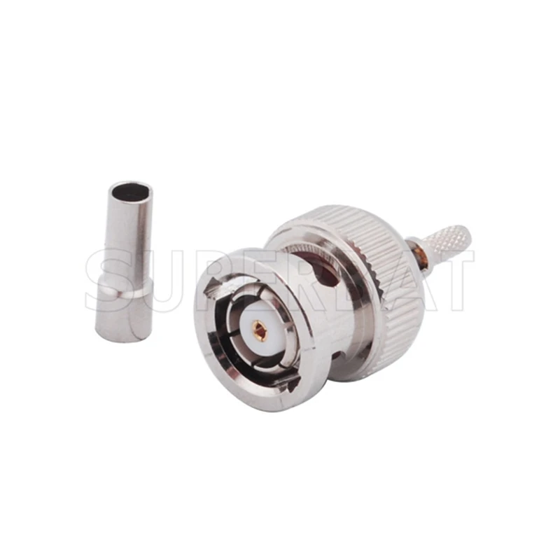 Superbat 10pcs RP-BNC Crimp Plug(Female Pin) Connector for RG316 RG179 RG178 1.13mm 1.37mm Cable
