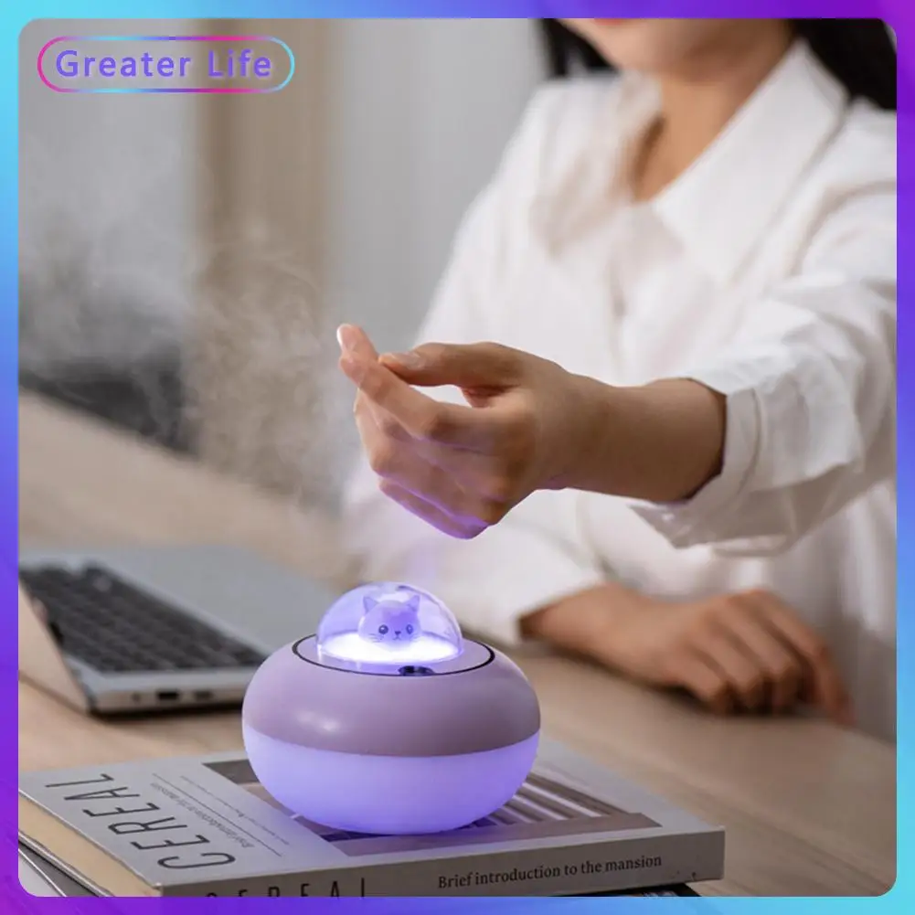 

Cute Cat Air Humidifier NIght Lamp Cartoon Mist Maker Bedroom Night Light Large Capacity Essential Oil Aroma Diffuser