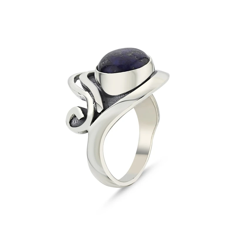 

Silverlina Silver Lapis Lazuli Stone Handwork Ring