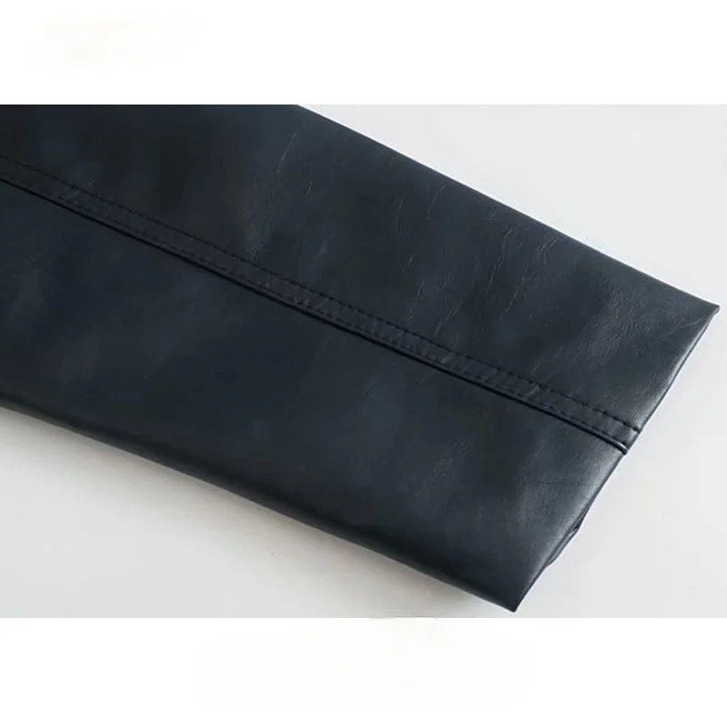 

Women 2021 Fashion Faux Leather Cropped Jacket Coat Vintage Long Sleeve Snap-button Female Outerwear Chic Tops