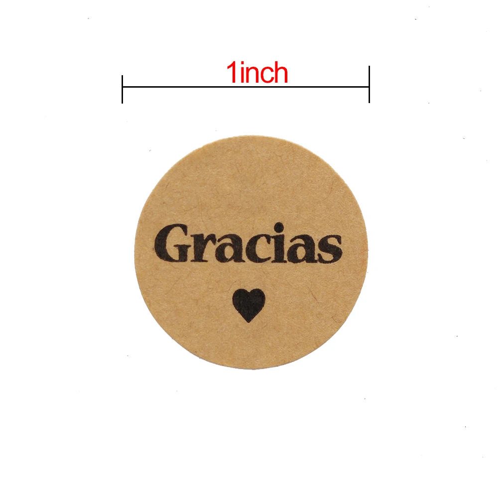 500 этикеток/рулон Круглый Благодарим за испанский натуральный крафт-клей 1 дюйм