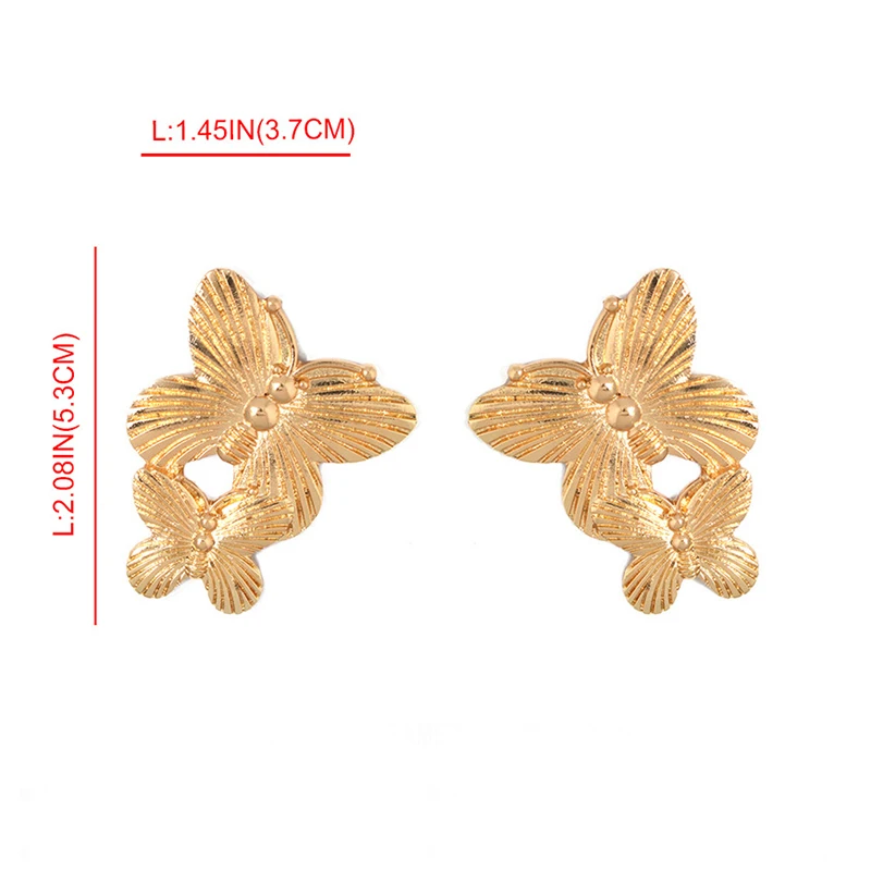 Женские металлические серьги бабочки золотистые подвески в стиле панк для