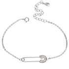 Модные новые cheape 925 серебро безопасности браслет с булавкой браслеты из нержавеющей стали для женщин модные цвет серебра талисман браслет ювелирные изделия