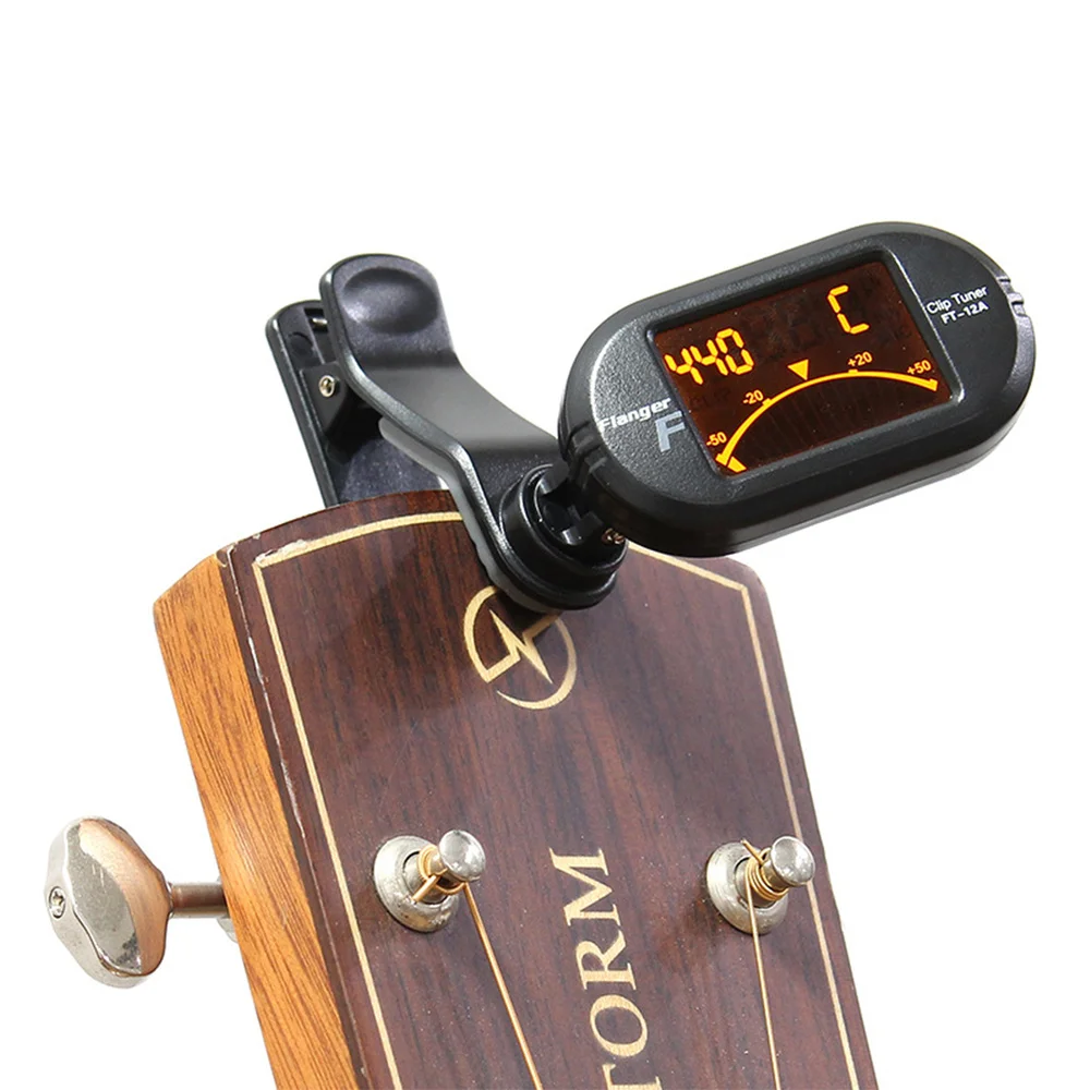 

LCD Display Guitar Tuner Clip-on Universal Multiple Use Tuner for Ukulele Violin Guitar Equal Temperament (Black)