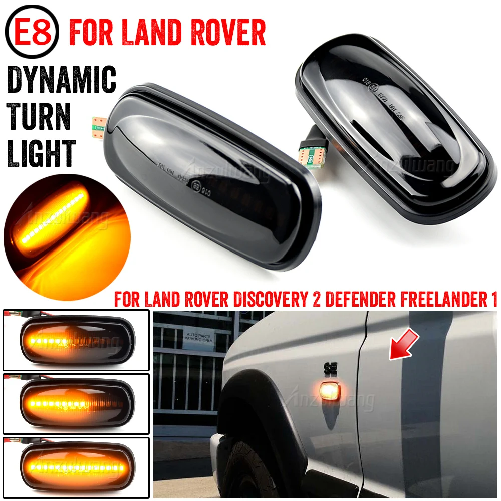 

2 Pieces Dynamic Amber LED Side Marker Blinker Turn Signa Light For Land Rover Discovery 2 Defernder Freelander 1 Indicator Lamp