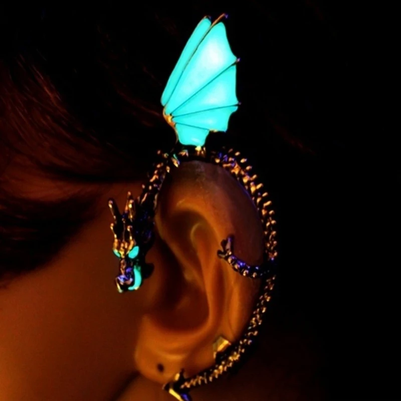 Серьги "Дракон" на защипе, светящиеся в темноте, подарок для женщин, девочек и мальчиков.