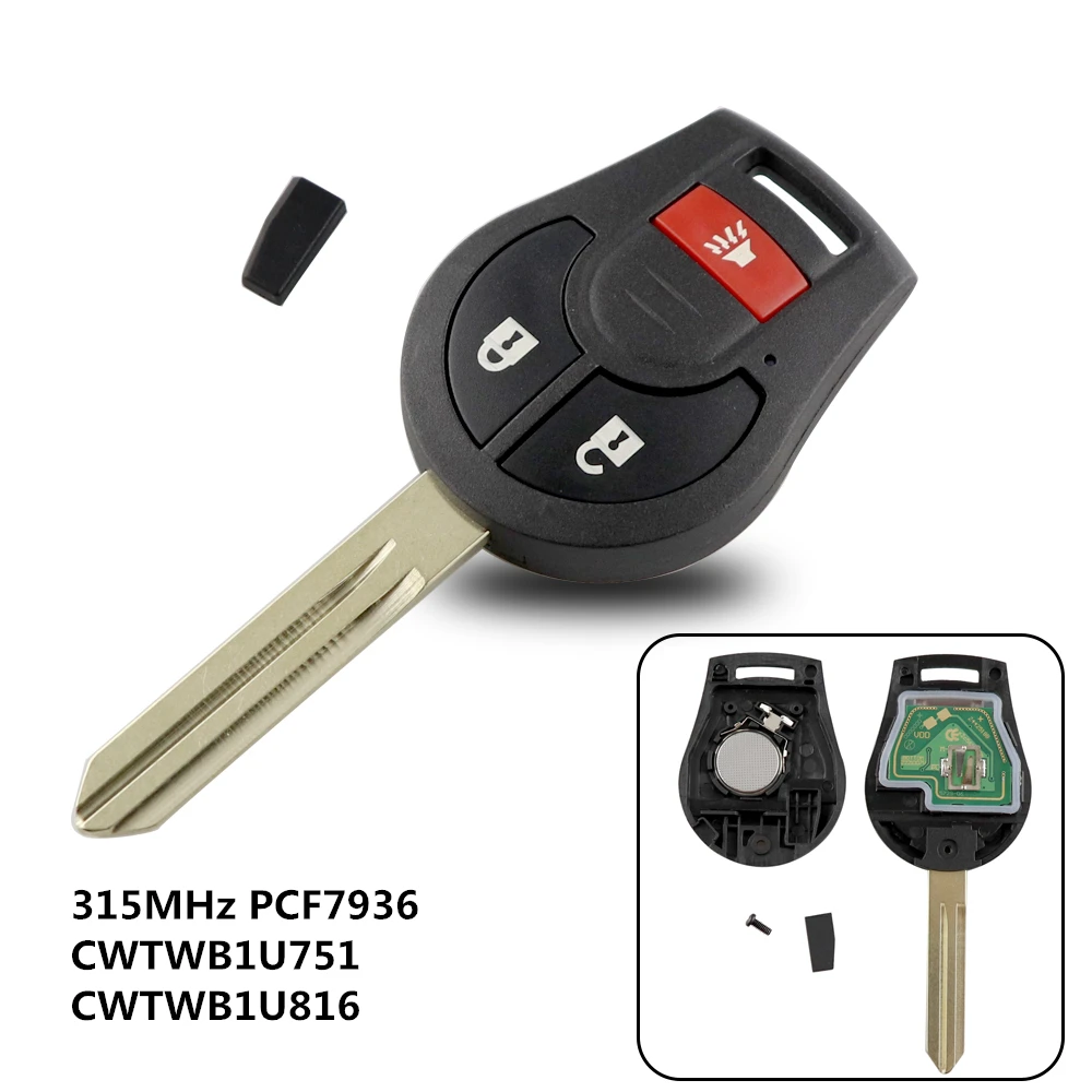 

Кнопка дистанционного управления YIQIXIN 3/4 315 МГц для Nissan Cube Rogue Juke Versa Qashqai Tiida Micra 2008-2016 с чипом ID46 PCF7936