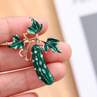new style green vegetables and fruits cucumber pin clothes ladies rhinestone corsage pin jewelry