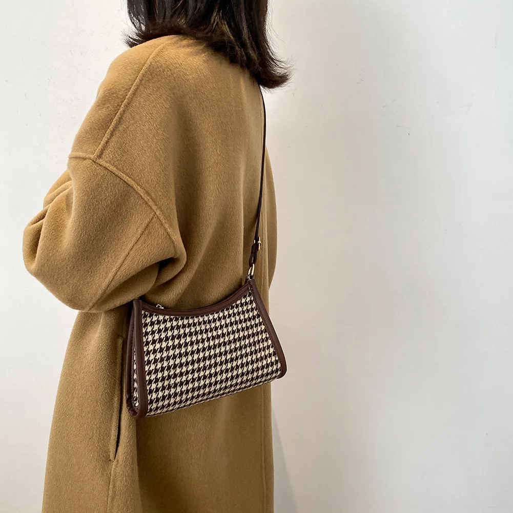 Сумка-хобо Женская шерстяная в клетку стиле ретро | Багаж и сумки