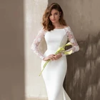 Женское свадебное платье с юбкой годе ChuYu, элегантное кружевное атласное платье цвета слоновой кости с длинным рукавом и открытой спиной, для торжественных случаев, 2021