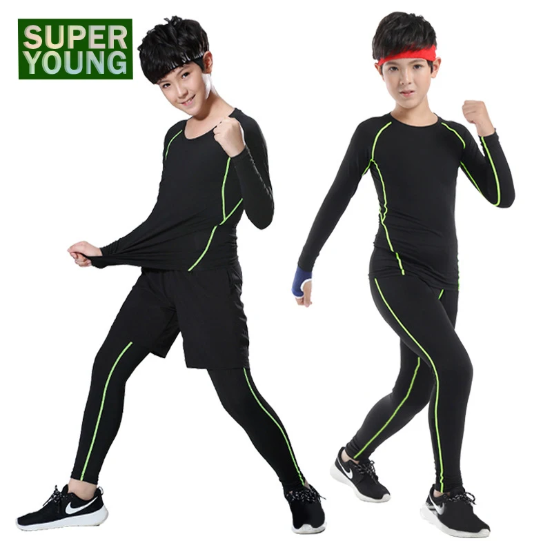 Детская одежда спортивный костюм для бега компрессионный комплект детей йоги