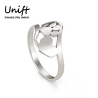 Unift с милой собачкой кольцо в виде лапы сердце Нержавеющаясталь Для женщин с изображением котенка для девочек; Кольцо в виде лапы s Ювелирное Украшение с изображением животных, Юбилей вечерние подарок для собаки любимчика для влюбленных