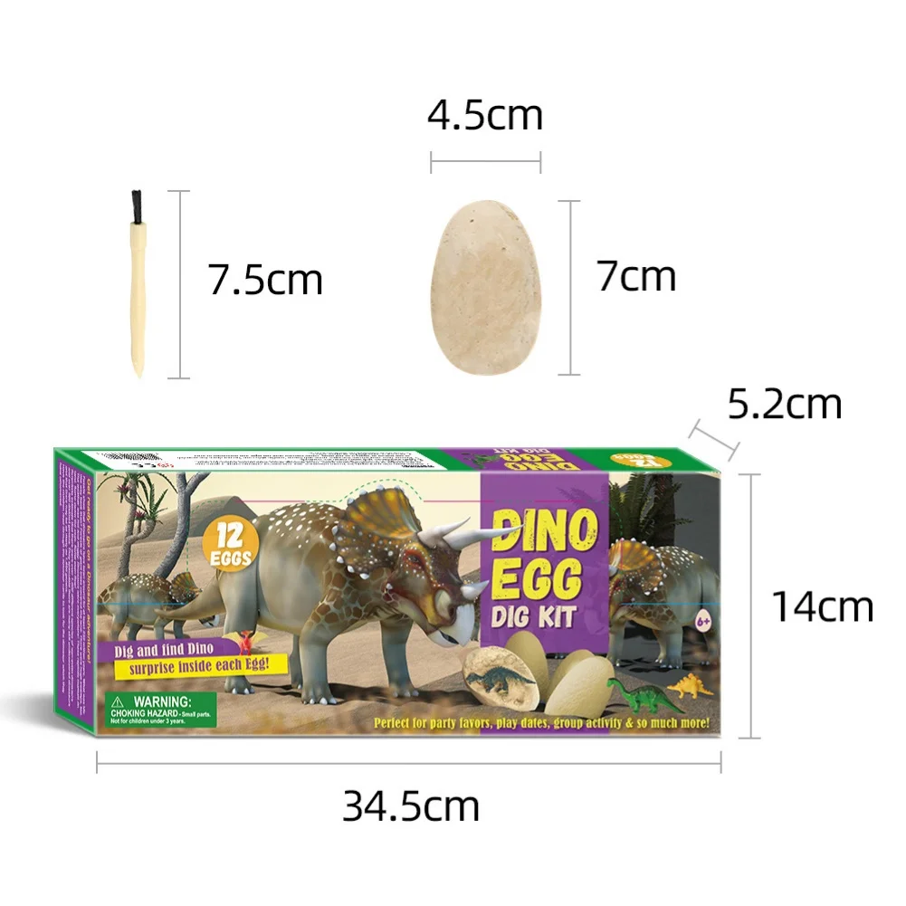 

12Pcs Kids Dinosaur Egg Dig Excavation Kit Archaeology Educational Puzzle Toy Action Children Figure Education Gift