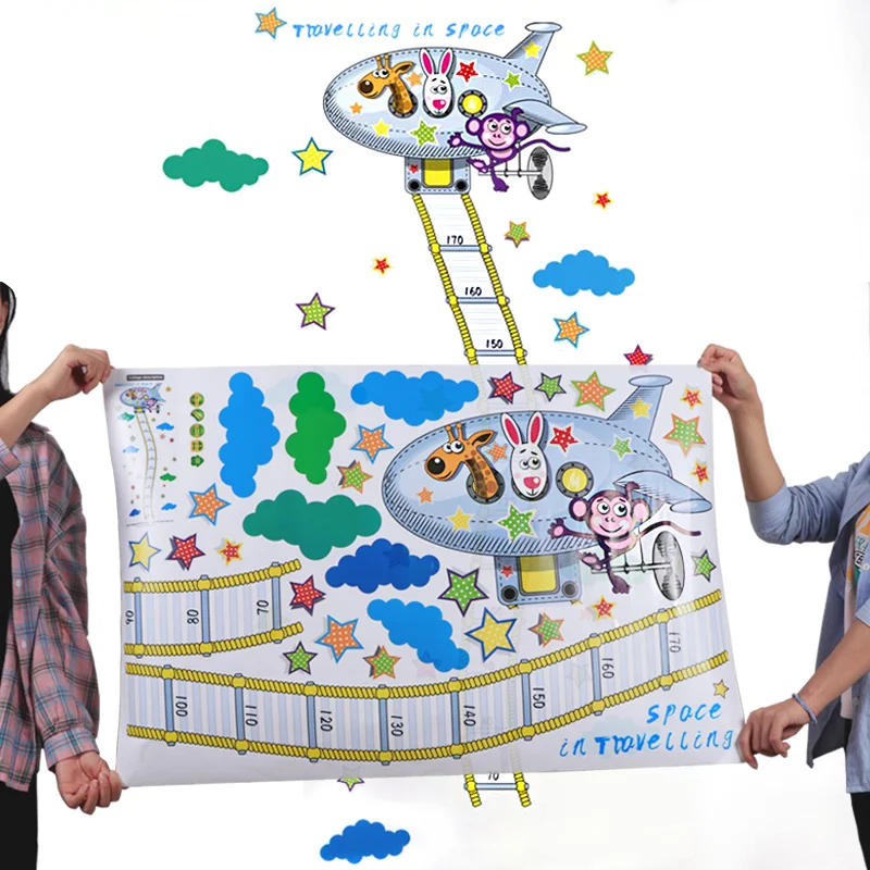 Child Height Growth Charts Wall Sticker Measuring Spacecraft Decals Self-adhesive Decor Art for Kids Room | Дом и сад