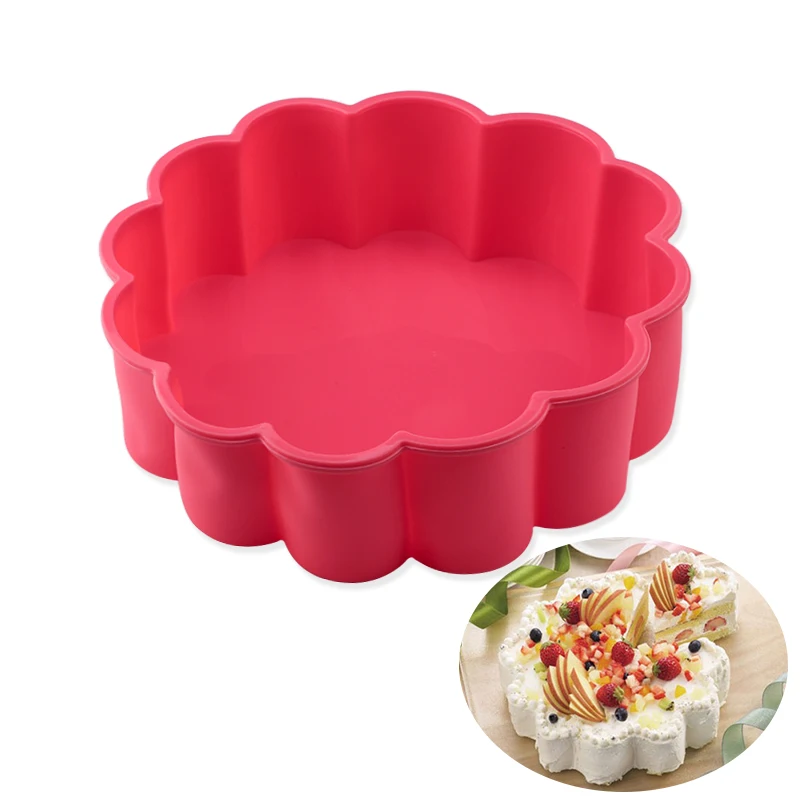 

Creative Flower Shape Wave Edge Cake Mold Random Color Silicone Round Bakeware DIY Desserts Mousse Bread Mould Baking Tools