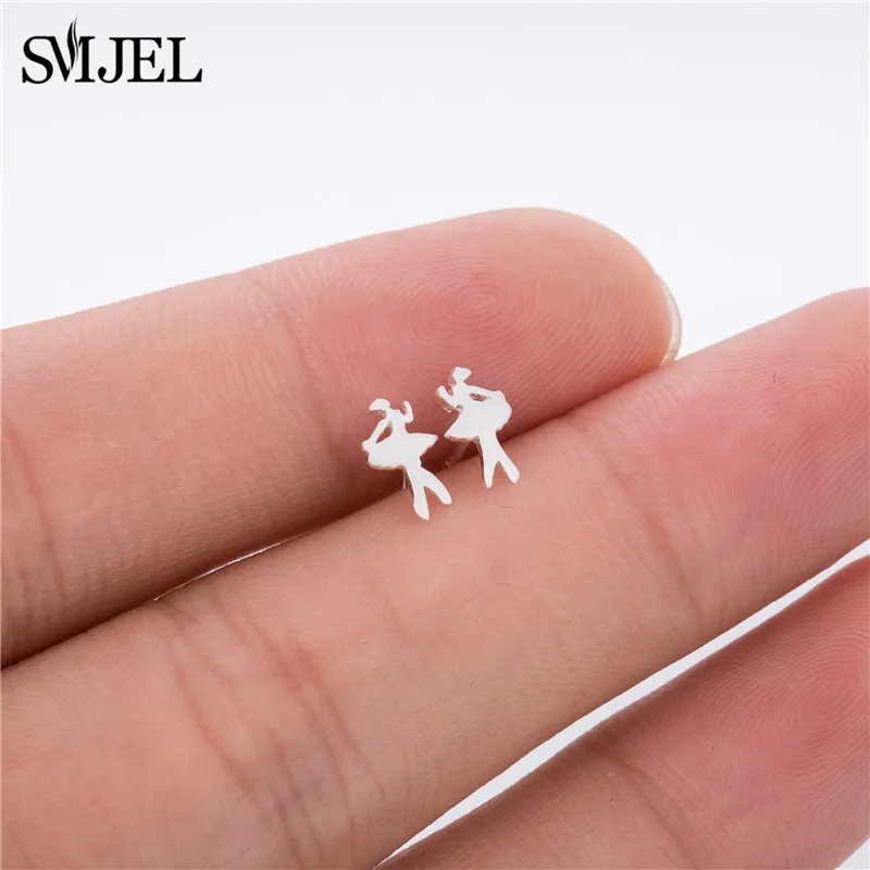 ballet SMJEL Новое поступление богемные маленькие крошечные серьги-гвоздики с перьями для женщин очаровательный лист серьги oorbellen Brincos свадебные подарки - Окраска металла: ballet