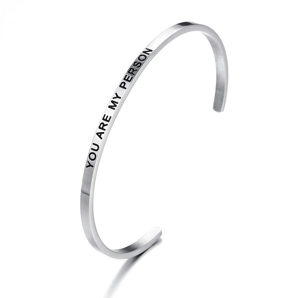 

Hot You are My Person Couple Bracelet Women Bangles Engraving Stainless Steel Cuff Bracelets for Women Lovers Gifts Dropshipping