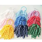 Эластичная лента для волос для девочек, держатели для конского хвоста, 5 дюймов, для завивки волос, с кисточками, однотонные ленты, заколки с бантами для волос