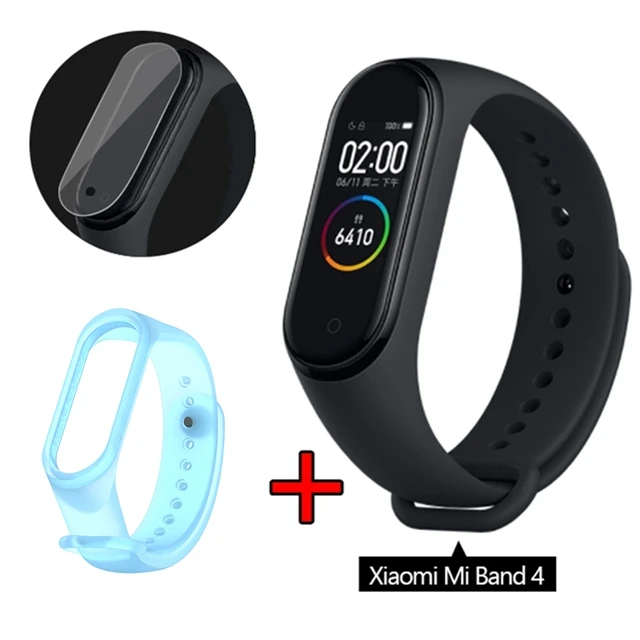 add T blue strap Xiaomi mi Band 4 Smart band 4 цветной экран Браслет Пульс фитнес музыка Bluetooth 50 м водонепроницаемый xiaomi браслет 4 mi Band - Цвет: add T blue strap