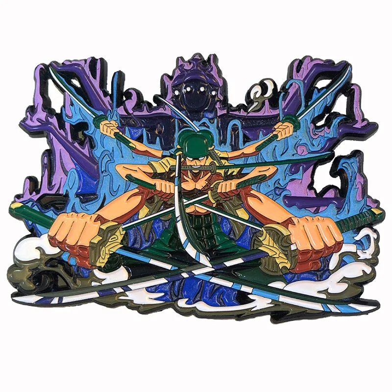 

Japan Anime ONE PIECE Roronoa Zoro Night Lights Metal Bedge Bags Badge Button Brooch Pin Medal Souvenir Props Cosplay