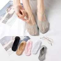 5 pairs of thin spring and summer shallow mouth hollow ice silk invisible boat socks ladies short mesh transparent fashion sexy