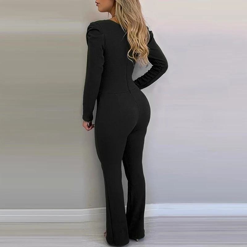 

Long sleeve bodycon rompers womens jumpsuit with belt Autumn 2019 Elegant office work wear Solid outfits for woman Overalls