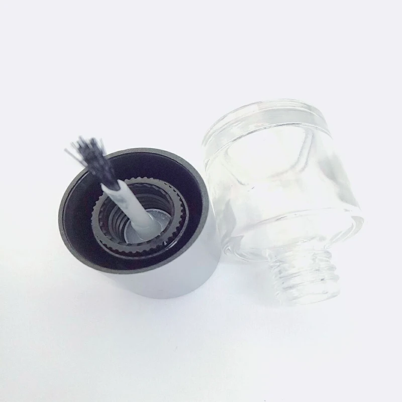 

10ml empty clear glass nail polish bottle, brush adhesion promoter with lid, adhesive container, nail polish bottle