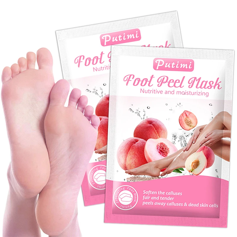 

PUTIMI 30pack Peach Exfoliating Foot Mask for Legs Foot Spa Pedicure Socks Peel Mask Whitening Anti Cracked Heel Peeling Mask
