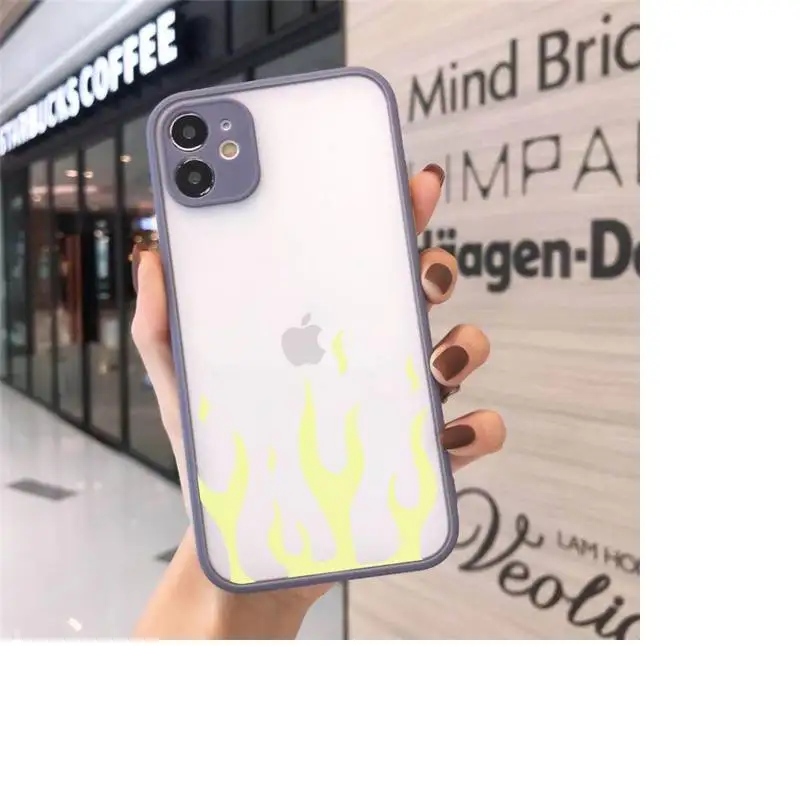 

Flame fire pattern Phone Case matte transparent For iphone 7 8 11 12 plus mini x xs xr pro max cover