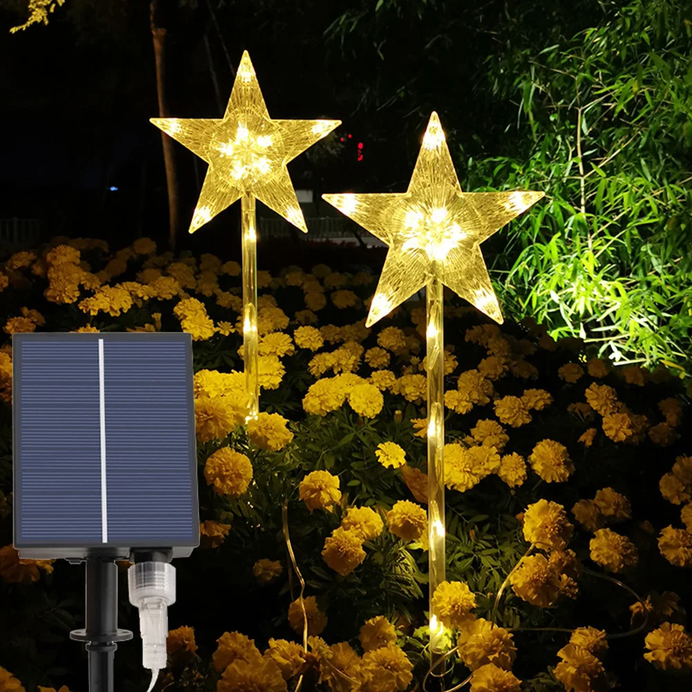 

Solar Five-pointed Star Light Candy Cane Waterproof Christmas Garden Decor Landscape Lawn Lamp Solar Led Light Outdoor