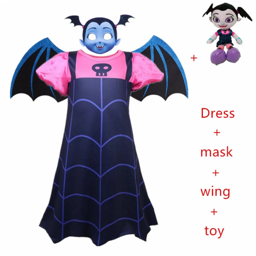 2019 летние платья для девочек комплект платьев Vampirina + крыло искусство детей
