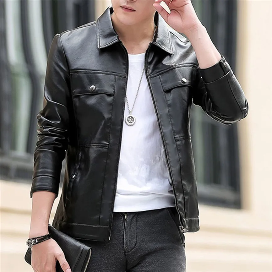 Зимние кожаные куртки для мужчин новая модная куртка Байкерская мотоциклетная